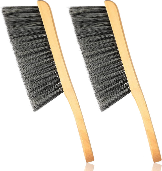 2 Pieces Wooden Bench Brushes Fireplace Brush Natural Fiber Bench Soft Bristles Long Wood Handle Dust
