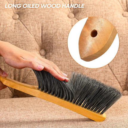 2 Pieces Wooden Bench Brushes Fireplace Brush Natural Fiber Bench Soft Bristles Long Wood Handle Dust for Hearth Tidy Car Home Workshop Woodworking(Gray)