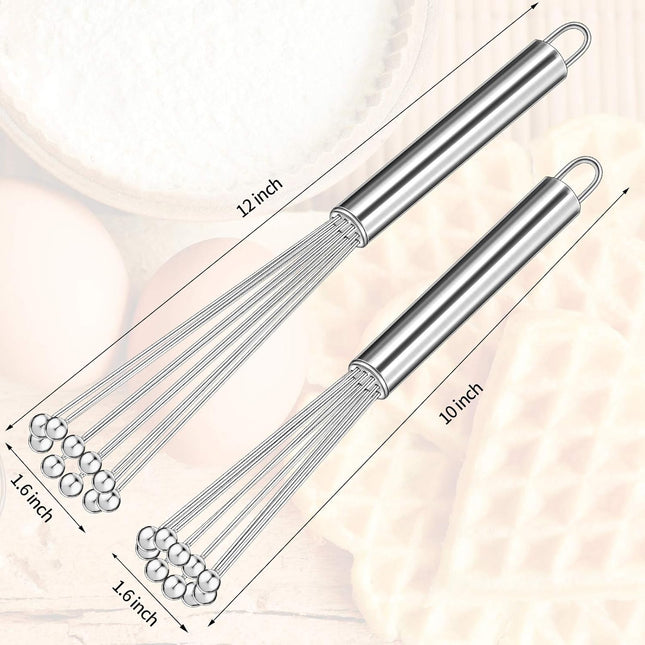 2 Pieces Stainless Steel Ball Whisk Wire Egg Whisk Set Kitchen for Cooking Blending Whisking Beating – product detail