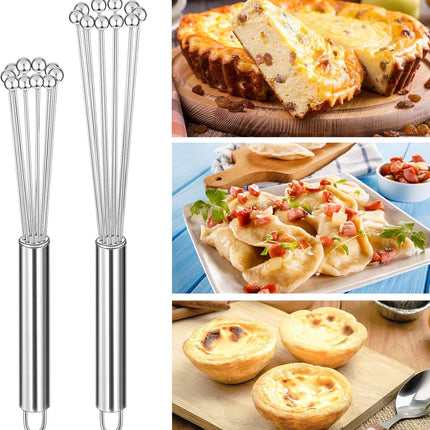 2 Pieces Stainless Steel Ball Whisk Wire Egg Whisk Set Kitchen for Cooking, Blending, Whisking, Beating, Stirring(10 Inch and 12 Inch)