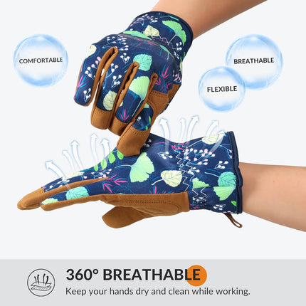 Gardening Gloves for Women, Breathable leather Garden Gloves with Grip, Thorn-Proof Puncture-Resistant Work Gloves