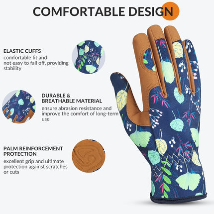 Gardening Gloves for Women, Breathable leather Garden Gloves with Grip, Thorn-Proof Puncture-Resistant Work Gloves