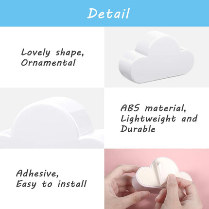4 Pieces Cloud Magnetic Key Holder for Wall Key Rack Organizer Keychains Hooks with Adhesive for Door(White)