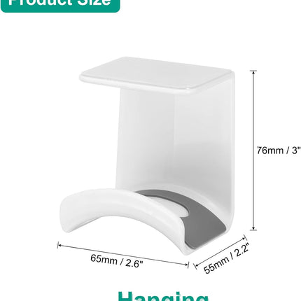 Headphone Stand, 1 Pcs ABS Headset Holder Adhesive Headphone Holder Hook Mount Headphone Hanger Hook Under Desk for Gaming Headphones Earphones Cables, White(Hanging)