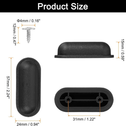 4Pcs Luggage Replacement Pads, Plastic Luggage Stand Feet Stud, Suitcase and Travel Gear Bottom Side Accessories with Self-Tapping Screws, Black (57x24x15mm)