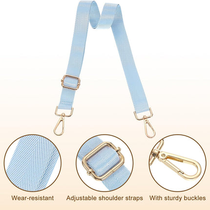 Wide Shoulder Strap, 2.5cm Adjustable Purse Strap Replacement Crossbody Strap for Shoulder Bag Handbag, Sky Blue, Light Gold Pull Core Buckle
