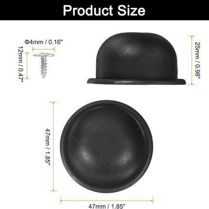 4Pcs Luggage Replacement Pads, Plastic Luggage Stand Feet Stud, Suitcase and Travel Gear Bottom Side Accessories with Self-Tapping Screws, Black (47x47x25mm)