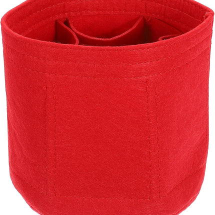 Purse Organizer Insert, Portable Felt Organizer Bags Round Multiple Compartments Purse Liner for Bucket Bag, Domed Satchel, Tote Bag, Handbag Shaper (6" x 6", Red)