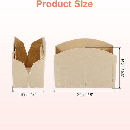 Purse Organizer Insert, Portable Felt Organizer Bags with Metal Zipper Multiple Compartments Purse Liner for Domed Satchel, Tote Bag, Handbag Shaper (8" x 4" x 5.5", Beige)