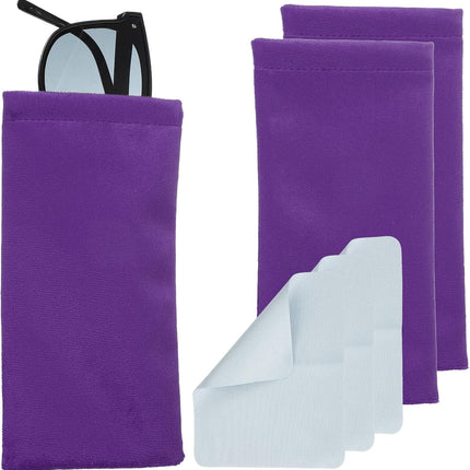 Squeeze Top Glasses Bag, Velvet Sunglasses Case with Cleaning Cloth