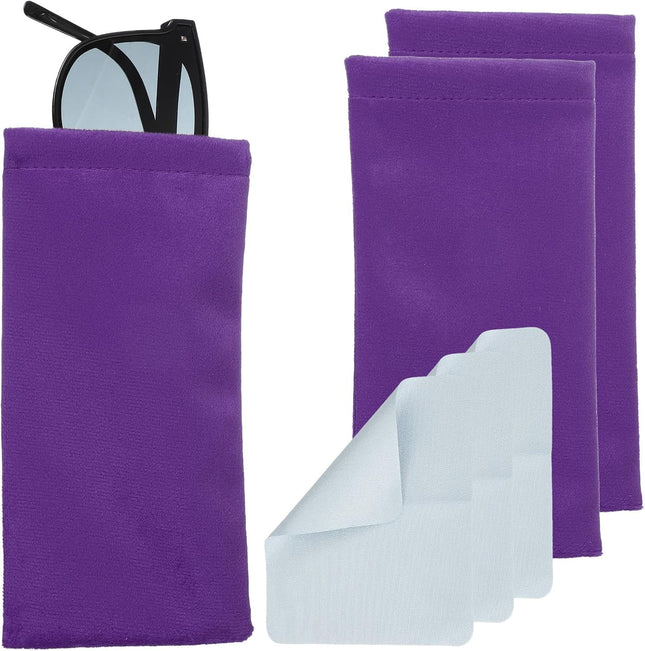 Squeeze Top Glasses Bag Velvet Sunglasses Case with Cleaning Cloth V1258-DP02-B-4089