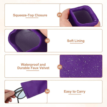 Squeeze Top Glasses Bag, Velvet Sunglasses Case with Cleaning Cloth