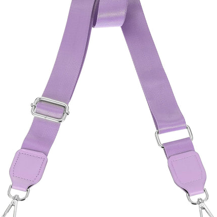 Wide Shoulder Strap, 3.8cm Adjustable Purse Strap Replacement Crossbody Strap for Shoulder Bag Handbag, Light Purple, Silver Square Mouth Buckle