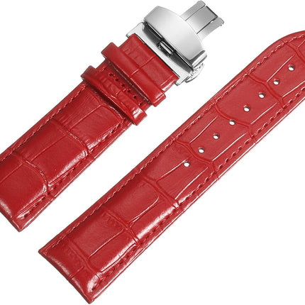 Multiple Sizes Leather Watch Band Quick Release Deployment Buckle Cowhide Watch Strap for Men and Women
