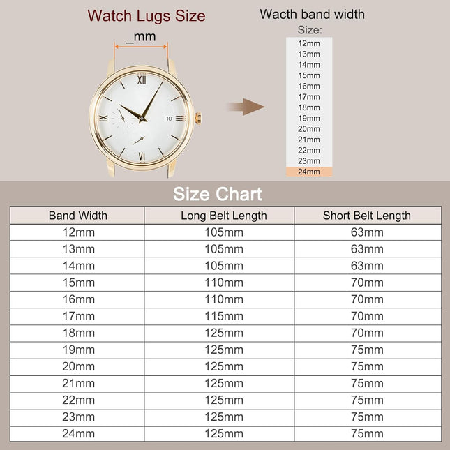 Multiple Sizes Leather Watch Band Quick Release Deployment Buckle Cowhide Watch Strap for Men and Women – product detail