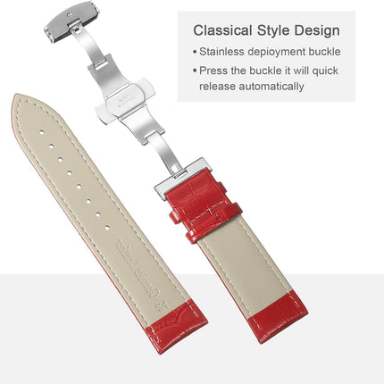 Multiple Sizes Leather Watch Band Quick Release Deployment Buckle Cowhide Watch Strap for Men and Women