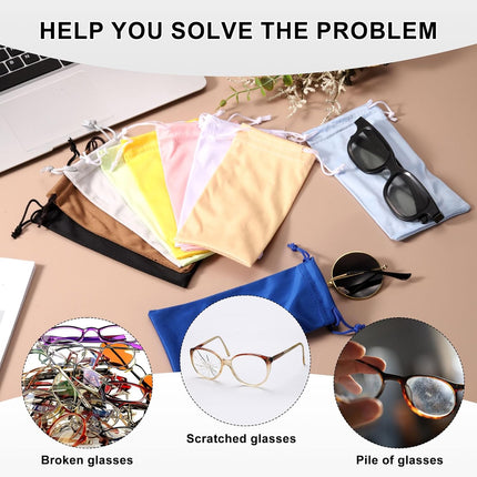 Microfiber Eyeglass Cases Glasses, Sunglasses Storage Bag with Drawstring, Soft Glasses Pouch Travel for Women Men