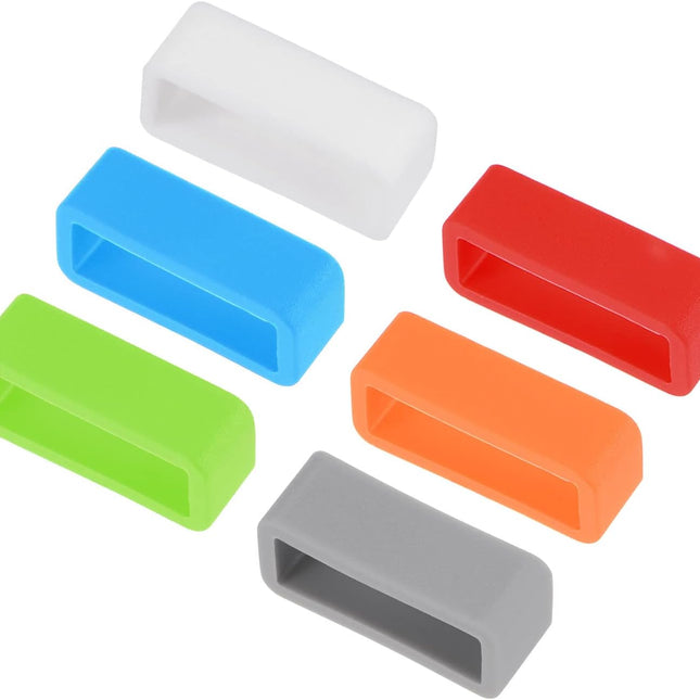 Watch Band Strap Loops, 18mm Width Rubber Fastener Rings Silicone Watch Holder Retainers for Watch Band Mix Color 6 Pcs