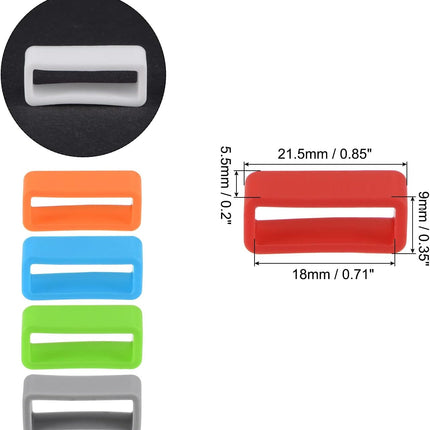 Watch Band Strap Loops, 18mm Width Rubber Fastener Rings Silicone Watch Holder Retainers for Watch Band Mix Color 6 Pcs