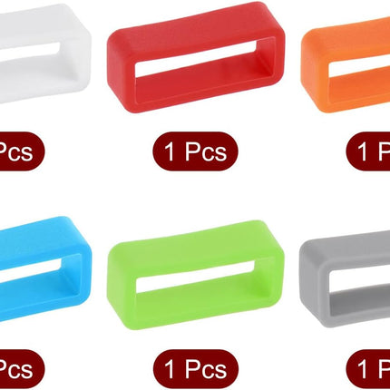 Watch Band Strap Loops, 18mm Width Rubber Fastener Rings Silicone Watch Holder Retainers for Watch Band Mix Color 6 Pcs