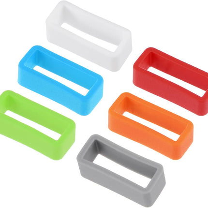 Watch Band Strap Loops, 18mm Width Rubber Fastener Rings Silicone Watch Holder Retainers for Watch Band Mix Color 6 Pcs