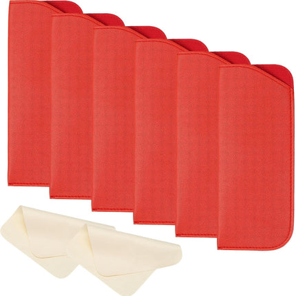 Leather Eyeglass Cases, Portable Glasses Pouch Glasses Sleeve with 2 Cleaning Clothes for Women Men Cases