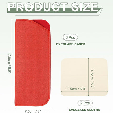 Leather Eyeglass Cases, Portable Glasses Pouch Glasses Sleeve with 2 Cleaning Clothes for Women Men Cases