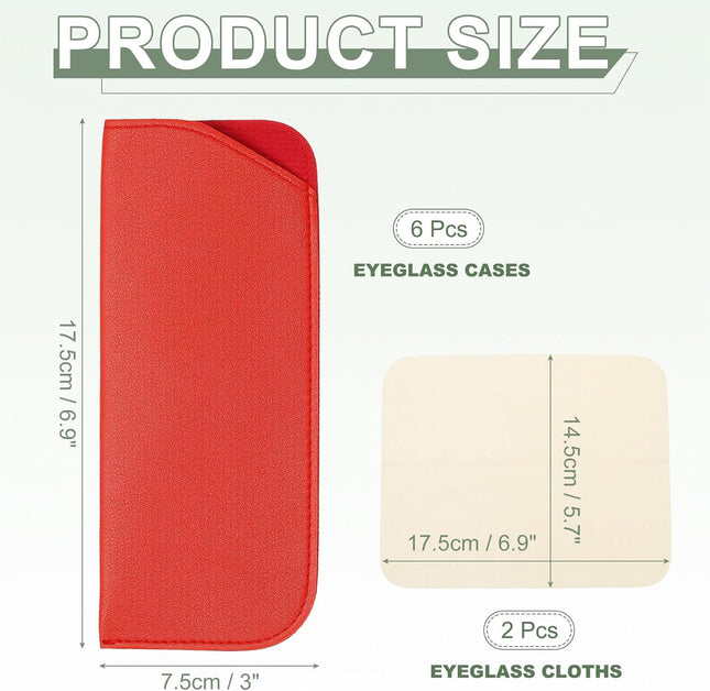 Leather Eyeglass Cases Portable Glasses Pouch Glasses Sleeve with 2 Cleaning Clothes for Women Men Cases – product detail