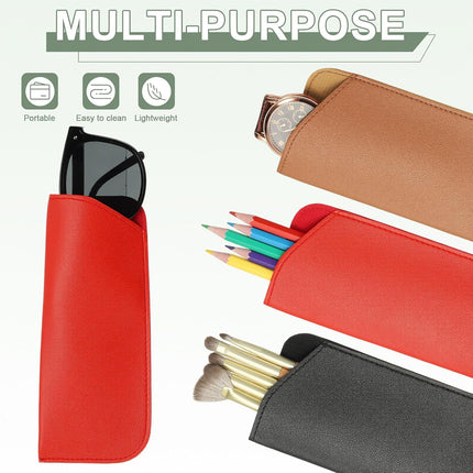 Leather Eyeglass Cases, Portable Glasses Pouch Glasses Sleeve with 2 Cleaning Clothes for Women Men Cases