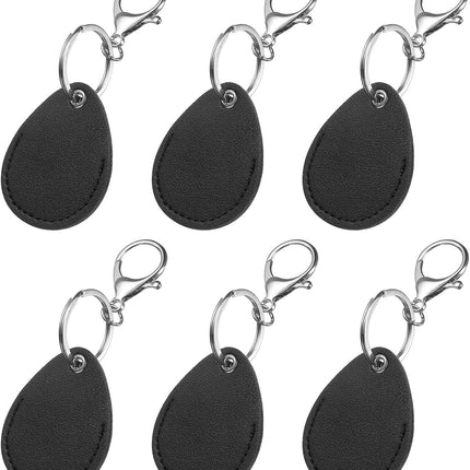 6pcs Leather Key Fob, PU Leather Car Keychain Blanks Key Holder with Key Rings for Key ID Cards DIY Laser Engraving