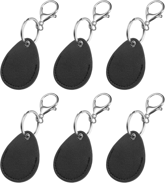 6pcs Leather Key Fob PU Leather Car Keychain Blanks Key Holder with Key Rings for Key ID Cards DIY Laser