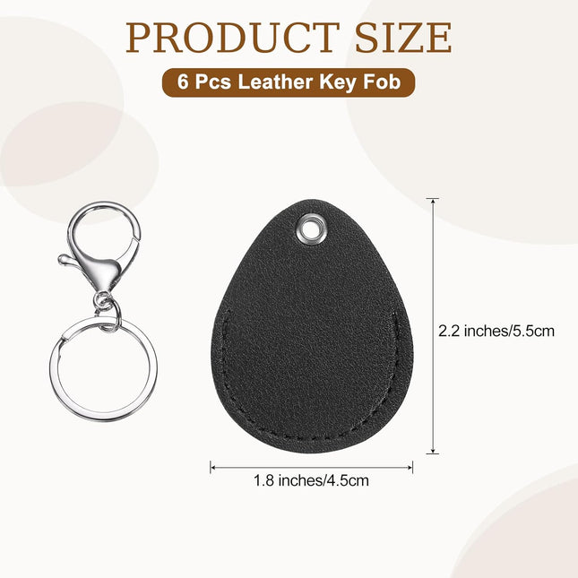 6pcs Leather Key Fob PU Leather Car Keychain Blanks Key Holder with Key Rings for Key ID Cards DIY Laser – product detail