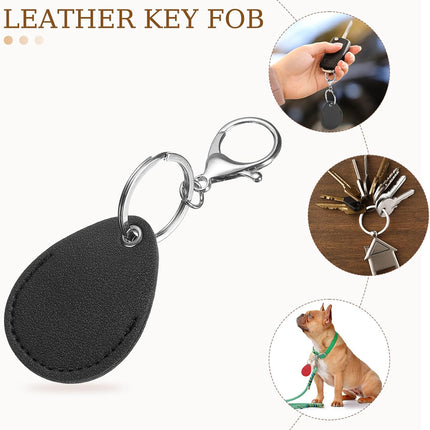 6pcs Leather Key Fob, PU Leather Car Keychain Blanks Key Holder with Key Rings for Key ID Cards DIY Laser Engraving