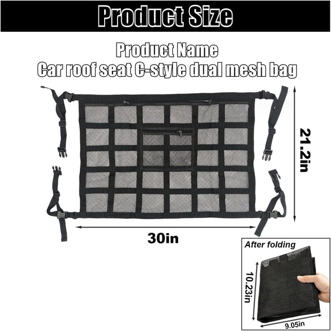 Car Ceiling Cargo Net Pocket 30 x 21.2 Droop Less Car Storage Organizer Strengthen Load – product detail