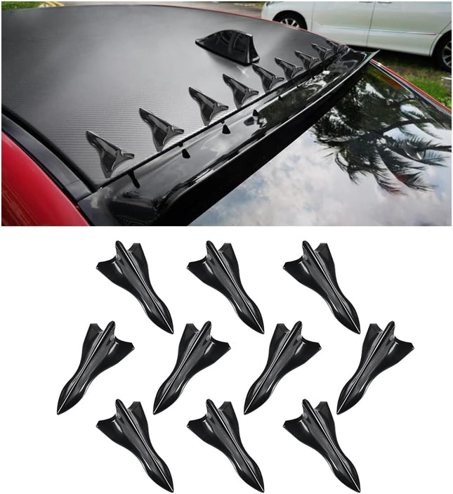 10PCS Car Diffuser Shark Fin Kit Auto Air Vortex Generator Decoration Self-Adhesive Compatible with in Black