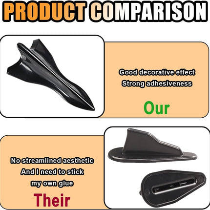 10PCS Car Diffuser Shark Fin Kit, Auto Air Vortex Generator Decoration Self-Adhesive Compatible with Spoiler Roof Wing Pointed, Bumper Exterior Accessories for SUV, Car (Black)