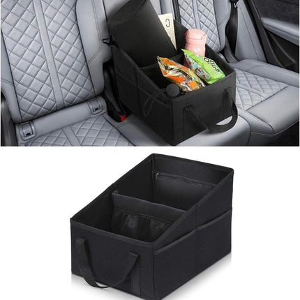 Car Seat Organizer, Foldable Car Storage Organizer with 4 Cup Holders, Rear & Front Seat Storage Bags, Black