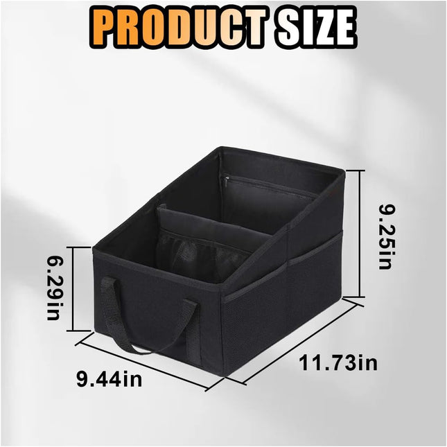 Car Seat Organizer Foldable Car Storage Organizer with 4 Cup Holders Rear & Front Seat Storage Bags Black – product detail