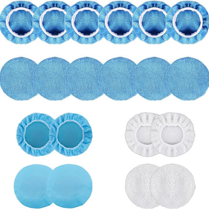 20PCS Car Polisher Pad Bonnets, 7 to 8 Inch Car Orbital Buffer Polisher Pad Bonnet, 12*Microfiber Bonnets, 4*Non-Woven Buffing Bonnet + 2*Woollen