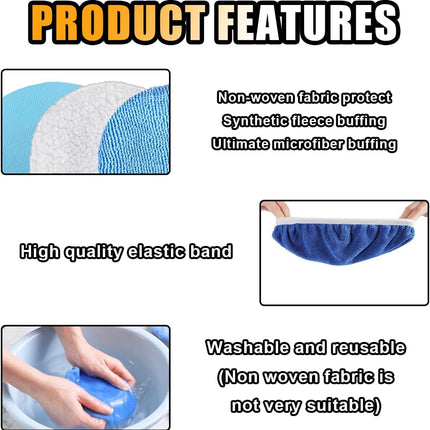 20PCS Car Polisher Pad Bonnets, 7 to 8 Inch Car Orbital Buffer Polisher Pad Bonnet, 12*Microfiber Bonnets, 4*Non-Woven Buffing Bonnet + 2*Woollen