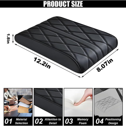 Car Center Console Cover Pad, Leather Auto Console Arm Rest Cover, Waterproof Car Armrest Seat Box Cushion Protector, Memory Foam Armrest Pillow for Most Cars