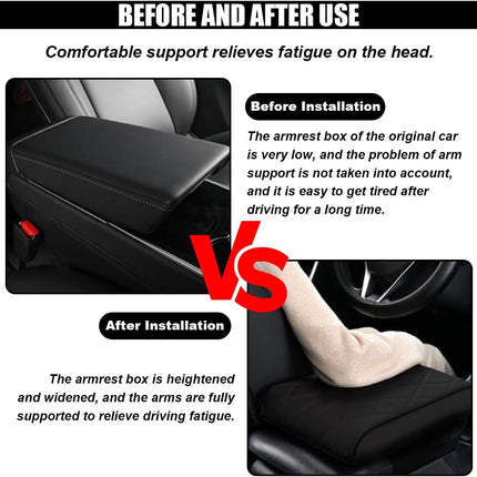 Car Center Console Cover Pad, Leather Auto Console Arm Rest Cover, Waterproof Car Armrest Seat Box Cushion Protector, Memory Foam Armrest Pillow for Most Cars
