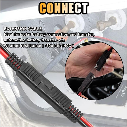 5PCS 10 Gauge 2 Pin Quick Disconnect Polarized Wire Harness, 12 Inch SAE Connector Bullet Lead Cable, Automotive Heavy Duty Extension Cable for Car Motorcycle Boat Tractor (10 AWG)