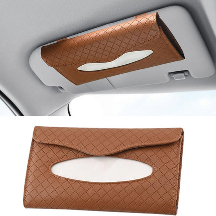 Car Tissue Holder, PU Leather Auto Napkin Holder for Visor & Backseat, Automotive Mask Organizer Case to Keep Vehicle Tidy, Universal Interior Accessories for Sedan Truck SUV (Brown)