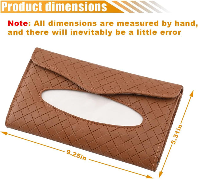 Car Tissue Holder PU Leather Auto Napkin Holder for Visor & Backseat Automotive Mask Organizer Case – product detail