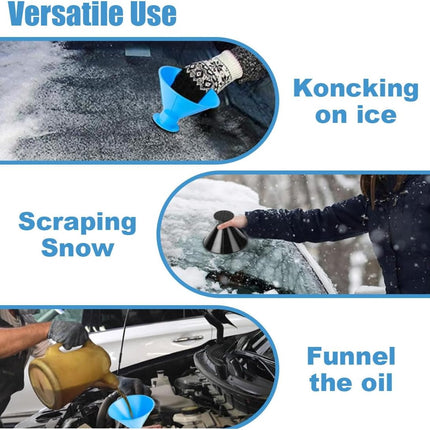 4PCS Magical Ice Scrapers for Car Windshield, Cone-Shaped Car Snow Remover with Funnel, Round Snow Scraper Car Snow Removal Shovel Tool, Frost Wipe Scraper Car Window Cleaner for Ice & Snow