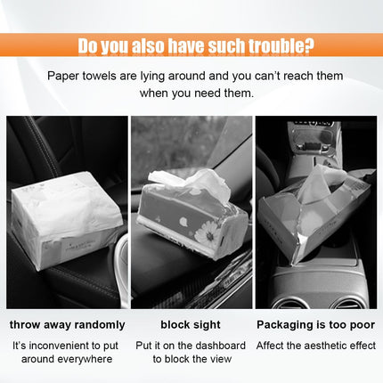 Car Tissue Holder for 120 Standard Tissues - PU Leather Tissue Box Cover for Car Backseat Organizer - Extra Large Rectangle Car Seat Headrest Hanging Napkin Holder for Organization & Daily Use (Black)