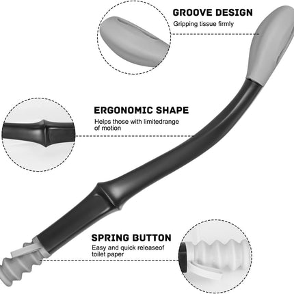 Toilet Aids Tools Butt Wiper Long Handle Toilet Aids for Wiping, 15" Comfort Bottom Buddy Wiping Aid Helper Wand for Elderly Disabled Pregnant Surgery Recovery People Overweight