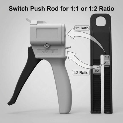 50ml Dual Cartridge Dispensing Gun – Adjustable 1:1 & 1:2 Ratio Manual Applicator for Epoxy, Resin, Sealant