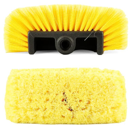 10in Car Wash Brush Head with Soft Bristle, for Cleaning Decks, Trucks, Car, RV, Boats, Home Siding, Camper, Yellow